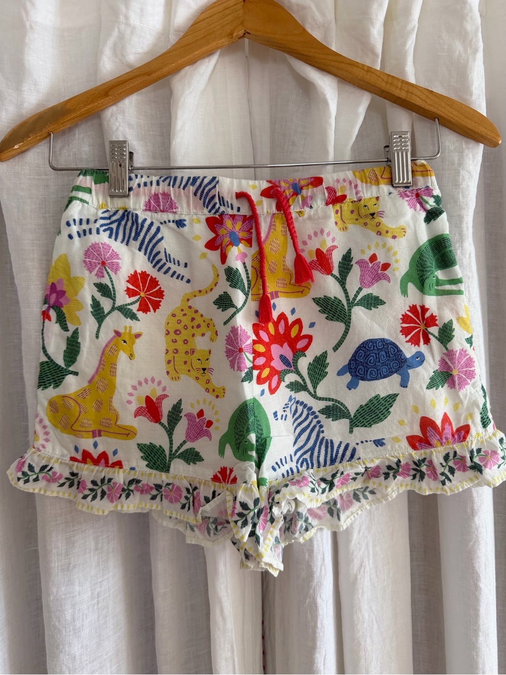 Mini Boden girl’s White Floral & Animal Print Shorts
